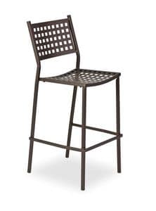 2080, Stackable stool in galvanized steel, for outdoor