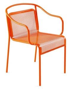 Kenny poltroncina, Chair with armrests, in painted steel, for outdoor use