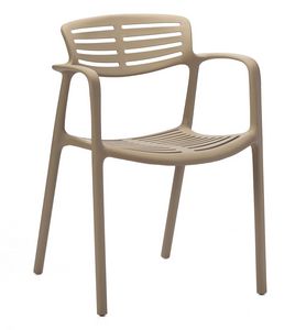 Terry, Chair with polypropylene armrests for indoor and outdoor use
