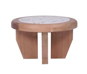 Outline 04J1, Teak coffee table with terrazzo marble top