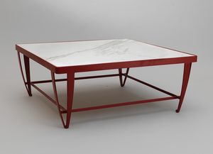 ZIG ZAG GF4023CT-SQ, Low square coffee table in red painted steel