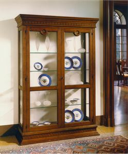 Bibbiena ME.0127, 15th-century-style Florentine showcase with two doors and four glass shelves