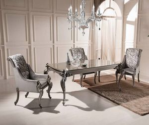 Extendable rectangular table and armchairs, Dining table and armchairs, outlet price