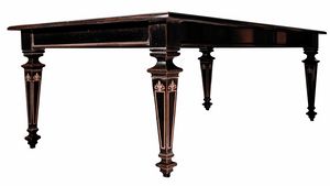 Capri CE.0190-0, 1800-inspired inlaid walnut table with extensions