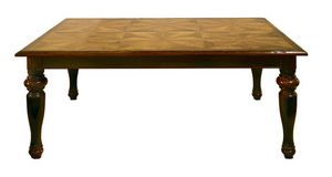 Cortona ME.0891.6.T, Walnut table with six antique panels and turned legs