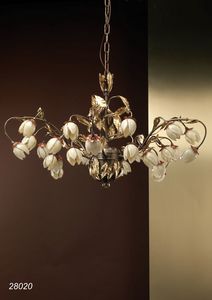 Art. 28020 Fior di Loto, Elegant chandelier decorated with blown glass flowers