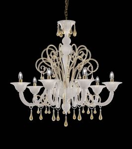 Art. VO 154/L/8, Chandelier with crystal and gold decorations