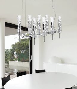Bamboo 496/8, Suspension lamp, with Murano glass tubes