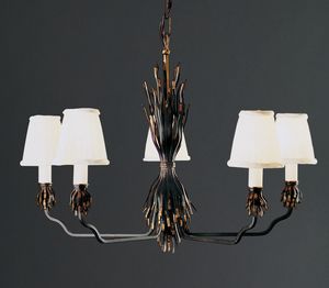 FETTUCCE HL1032CH-5, Iron chandelier with fabric lampshades