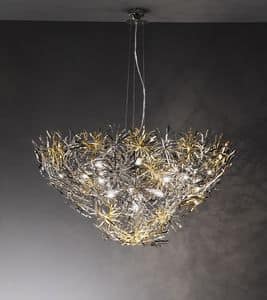 Ispirazione ceiling lamp, Lamp in modern style, finishing in nickel, chrome and gold