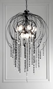 L.7935/12, Chandelier with pendants decorated in glossy black