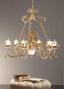 L.8305/6, Chandelier in classic style, gold leaf finishes