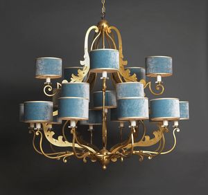 MAROT HL1055CH-20, Iron chandelier with fabric lampshades