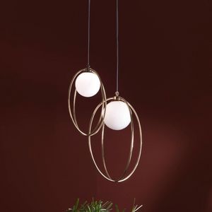 Oval CH-01 G, Suspension lamp with brass rings