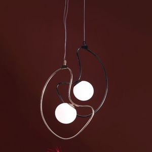 Strong CH-01 G+T, Suspension lamp with white satin glass sphere