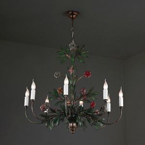 VASO FIORITO HL1077CH-8, Forged iron chandelier with flowers