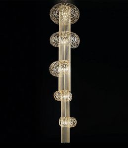 Weave 513/26, Column chandelier, with metal decorations
