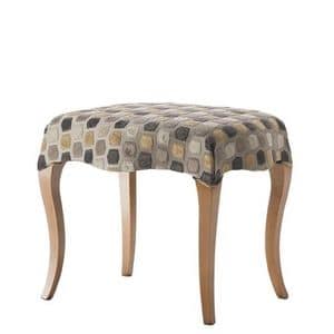 Art. CA729, Classic pouf, with wooden legs, upholstered seat