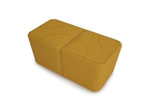 PUZZLE 2, Pouf for two people, for lounge area, fireproof padding