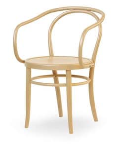 08, Armchair made of wood with seat made of cane