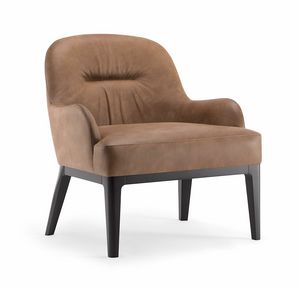 LOTUS LOUNGE CHAIR 063 P, Armchair with solid wood legs