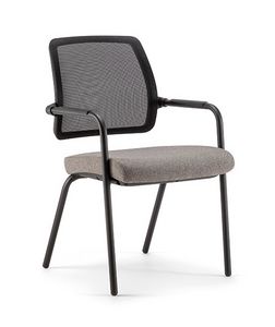 Kos Air 02 BK, Black metal chair, with armrests