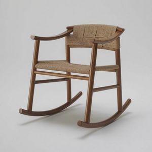 Haiku rocking chair in straw, Rocking chair with straw seat
