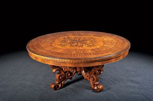 Art. 856 table, Classical table with precious handmade carvings and inlays