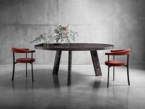 Native Round Table, Round table in wood and marble