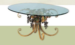 T.5190/4/T, Oval table with glass top, autumn decoration