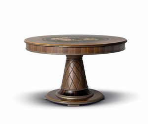 Table 1373, Dining table with inlaid round top