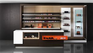 Revolution - cash counter for tobacconists and stationer, Shop cash counter, with display cabinet