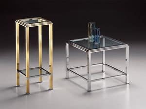 DOMUS 2194, Square high table, gilt brass frame