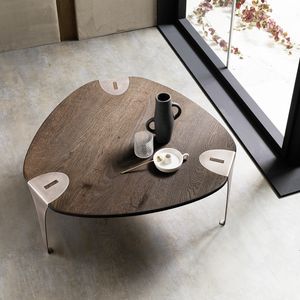 Francy, Coffe table with a solid wood drop shaped top