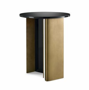 Fuoriserie Art. E16/V, Side table with round glass top, with burnished brass metal base