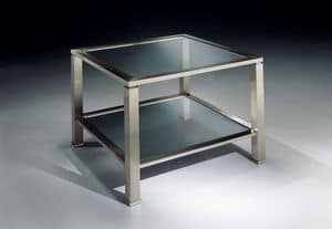 MADISON 3271, Square coffee table in brass nickel, glass top