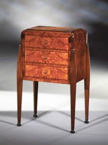 Art Dco Art.534 cabinet 3 drawers, Satin cabinet with 3 drawers, in ash burl