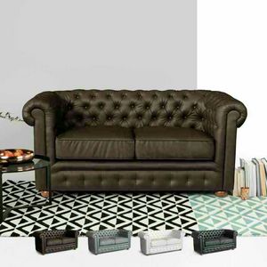 2 Seater Leather Sofa Capitonn CHESTERFIELD Design - DI764CHEPUM, Chesterfield leatherette sofa