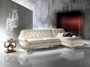 DI11 Cherubino sofa, Corner Modular sofas with peninsula, padded with polyurethane