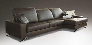 Hamilton sofa with peninsula, Sofa with peninsula, in polyurethane and leather, adjustable