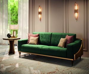 Romantica Sofa, 2 or 3 seater sofa, with neoclassical fret in gold finish