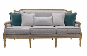 Sofa 4543, Three-seater sofa in classic style, gold leaf finish