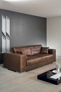 GULLIVER, Leather sofa with wide armrests