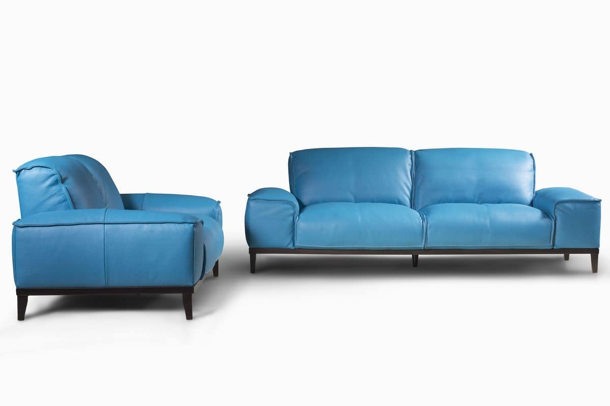 Two-seater sofa with large and square armrests | IDFdesign
