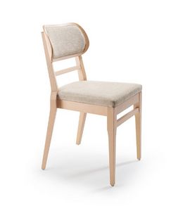 Aupa 1, Stackable chair in wood, upholstered