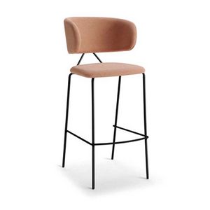 Ela Simple stool, Metal stool, with enveloping padded backrest