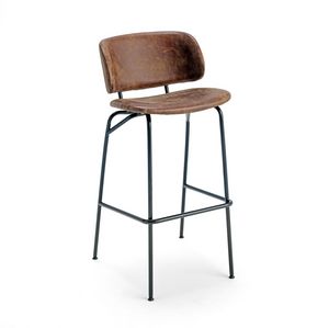 Giuly, Contemporary padded stool with metal structure