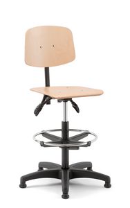 Woody 03, Swivel stool with wooden seat