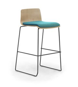 Zerosedici Wood stool, Stool with metal sled base