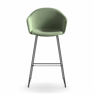 Mni Armshell fabric ST-SL, Stool with steel sled base